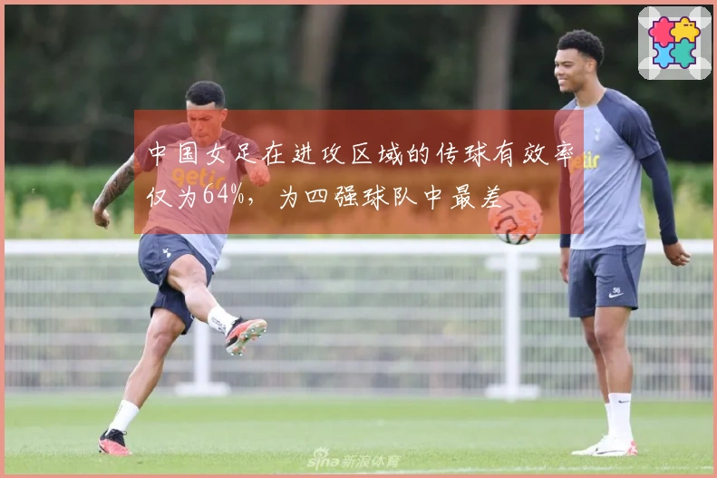 中国女足在进攻区域的传球有效率仅为64%，为四强球队中最差